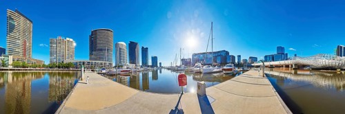 Landscape of Melbourne south wharf skyline at Docklands the yarra river at spring, Australia,