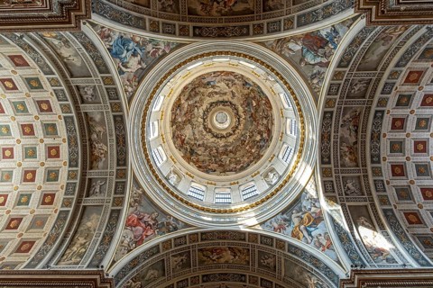 Interior Ceiling of Basilica of Sant'Andrea, Mantua, Mantova, Italy, Europe