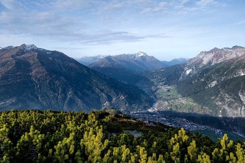 View from Venet to Hoher Riffler and Inntal, Venet, Ötztal Alps, Tyrol, Austria, Europe