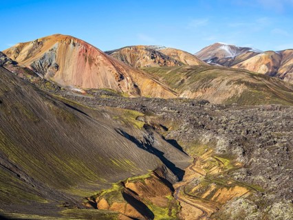 Colorful rhyolite mountain Brennisteinsalda, Landmannalaugar, Fjallabak Nature Reserve, Iceland,