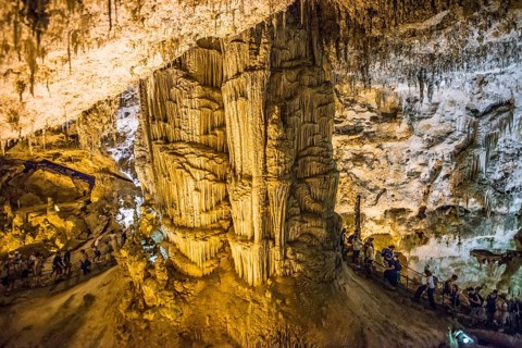 Stalactite cave, Grotta di Nettuno, Neptune cave, Capo Caccia, near Alghero, Sardinia, Italy,
