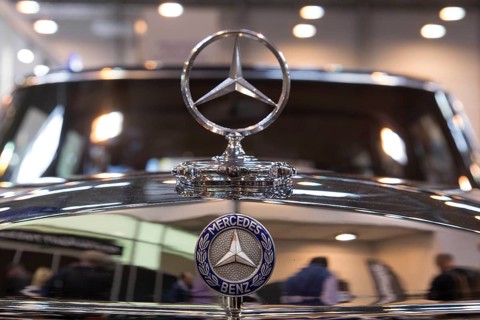 Mercedes star on a Mercedes Benz 600. Techno Classica is the trade fair for vintage, classic and