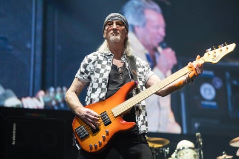 Roger Glover, bassist of Deep Purple live on 1 More Time Tour at the Max-Schmeling-Halle in Berlin