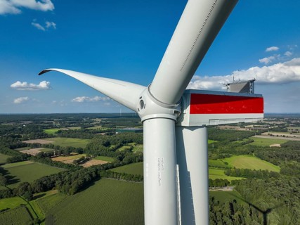 Dorsten, North Rhine-Westphalia, Germany, new construction of a wind turbine. Wind farm Große