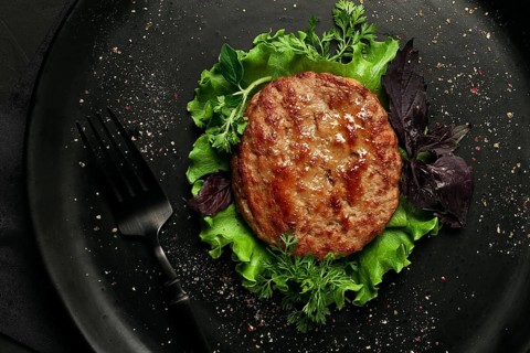 Fried beef patties, top view, no people
