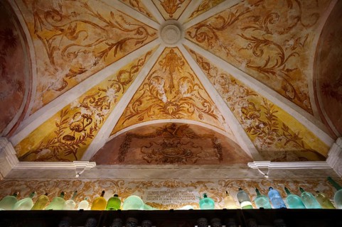 Interior view, ceiling of the monastery pharmacy of the Charterhouse, Iglesia de la Cartuja, Real