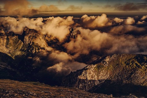 Sunrise hike on the Hochplatte in the Ammergau Alps, Ammergebirge in the Allgäu, Bavaria, Germany,