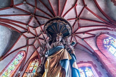 Mary and Child in the interior of the Catholic parish church of St Martin in the Ediger district,