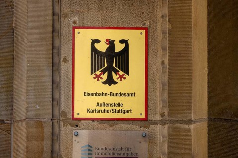 Federal Railway Authority, Branch Office Karlsruhe Stuttgart. Authority sign on a building in