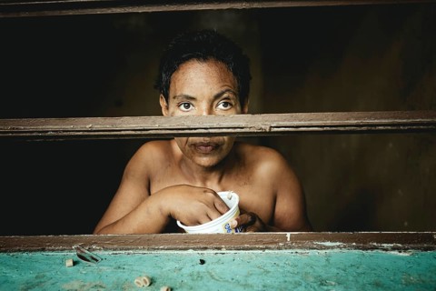 Patient in a psychiatric clinic, Lidice neighbourhood, Caracas, Venezuela, South America