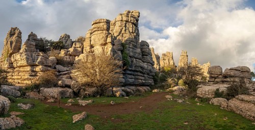 Bizarre limestone rock formations, El Torcal nature reserve, Torcal de Antequera, Malaga province,