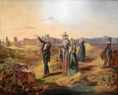 English Tourists, Painting by Carl Spitzweg, Historic, digitally restored reproduction from a 19th