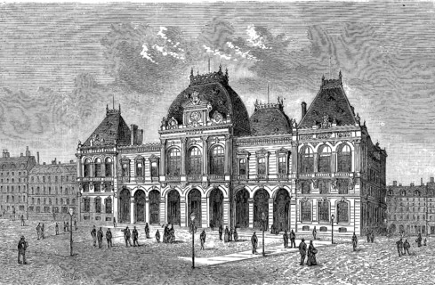 The stock exchange in Le Havre, Normandy, France, in 1850, Historical, digital reproduction of an