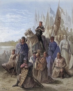 King Louis IX in front of Damietta during his first crusade in 1249, Historical, digitally restored