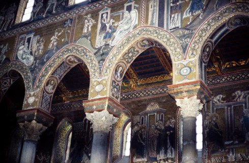 Religious wall paintings in the Norman cathedral of Monreale, Cathedral of Monreale, near Palermo,
