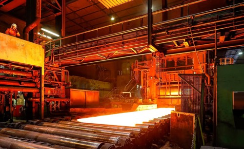 ThyssenKrupp Steel, steel production in the Duisburg-Hüttenheim heavy plate plant, Duisburg, Ruhr