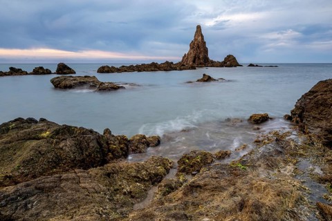 Rocky coast, Cabo de Gata-Nijar Natural Park, Almeria, Andalusia, Spain, Europe