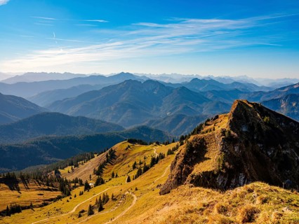 Alpine panorama from the Rotwand, Mangfall mountains, Spitzingsee, Upper Bavaria, Bavaria, Germany,