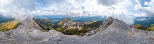 Alpine panorama, aerial view, Great Kinigat, Carnic Main Ridge, Carnic High Trail, Carnic Alps,
