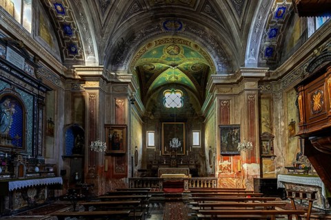 Parish church of Sant'Anna, 1747-1753, interior view, mountain village of Rasa, Centovalli, Canton