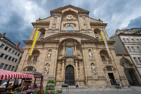 Baroque church of St Martin, built in 1668, Grüner Markt, Bamberg, Upper Franconia, Bavaria,
