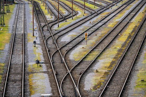 Track systems, shunting tracks, sidings, branches, the Mülheim-Styrum marshalling yard, on the