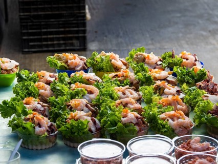 Ceviche at the fish market, Mercado Angelmo, Puerto Montt, Chile, South America
