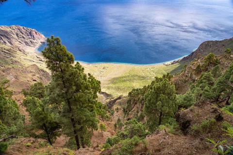 View from the Mirador de Las Playas to the east coast near Las Playas, El Hierro, Canary Islands,
