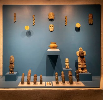 Mexcala style offerings to Tlaloc, god of rain, archaeological site and museum of Templo Mayor,