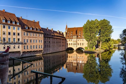 The Heilig-Geist-Spital and Spital Apotheke in Nuremberg, Bavaria, Germany, Europe