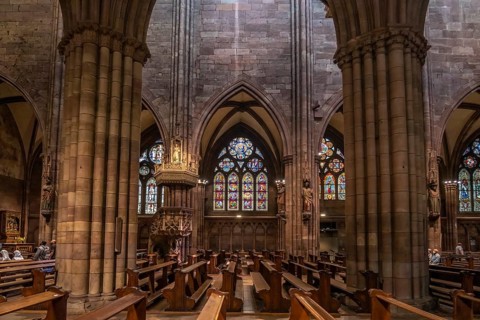 Interior of Freiburg Minster, Freiburg im Breisgau, Black Forest, Baden-Württemberg, Germany,