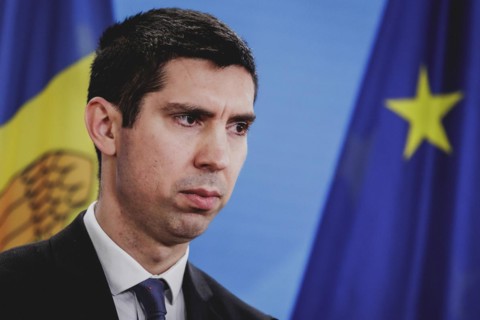 Mihai Popsoi, Foreign Minister of Moldova, photographed during a press conference with the German
