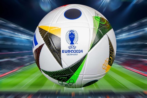 Close-up of the official match ball of UEFA EURO 2024: The 2024 European Football Championship will