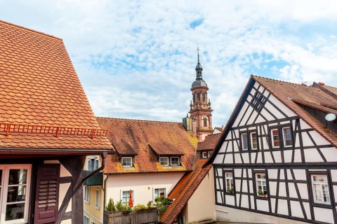 Beautiful facade in the old town of Gengenbach in the Black Forest, Germany, Europe