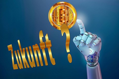 Symbolic image, Bitcoin as the future, stock market prices, insecure digital currency, resources,