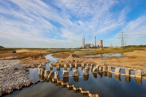 Dinslaken, Voerde, North Rhine-Westphalia, Germany, Emscher estuary into the Rhine. Construction