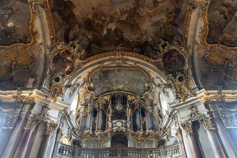Organ in the interior of the Pilgrimage Church of the Visitation of the Virgin Mary / Käppele on