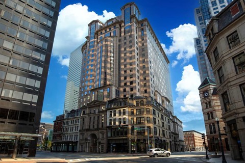 Boston downtown and historic center streets near Freedom Trail and Beacon Hill