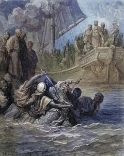 Death of Almoadam during the seventh crusade 1249 1250, Historical, digitally restored reproduction
