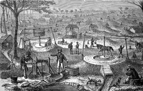 Gold mining in Australia in 1880, historical, digital reproduction of an original from the 19th