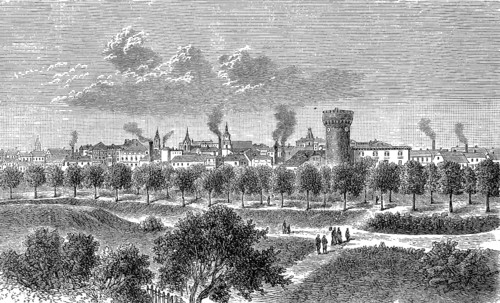 The town of Cottbus, Kottbus, in Brandenburg, Germany, in 1880, Historical, digital reproduction of