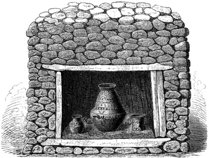 Etruscan tomb on the Villanova estate near Bolgna, archaeological excavations discovered about 200
