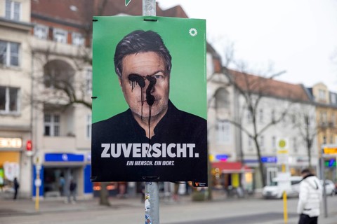 Berlin, Germany - 18 January 2025: A damaged election poster for the 2025 federal election of the