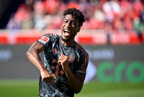 Goal celebration Kingsley Coman FC Bayern Munich FCB (11) Voith-Arena, Heidenheim,