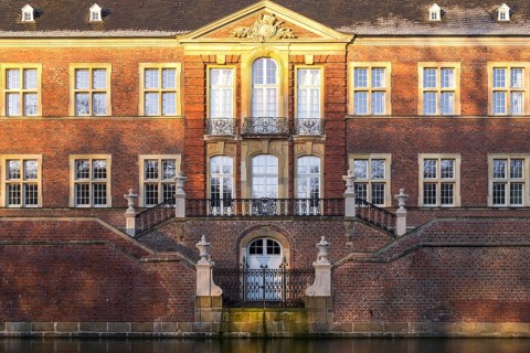 Ahaus Baroque and moated castle, today the seat of the Ahaus Technical Academy, Ahaus, Münsterland,