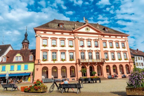 Beautiful building in the old town in the village of Gengenbach in the Black Forest, Germany,