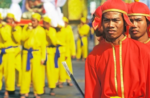 Thai soldiers parading, King Narai Reign Fair, Lopburi, Thailand, Asia