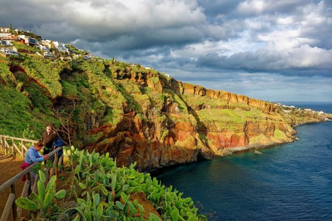 Ponta do Garajau viewpoint at the statue of Christ, Cristo Rei statue, cliffs, tourist attraction,