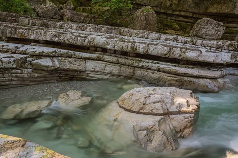 Rocks and clear water, Taugl creek, Bad Vigaun, Austria, Europe