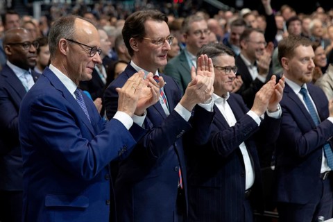 Friedrich Merz (party chairman and candidate for chancellor) and Hendrik Wüst (Minister President
